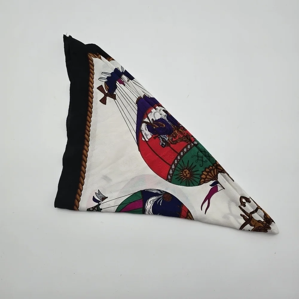 Vintage Square Scarf Hot Air Balloon Art Deco Tapestry Hanging Silky Cherub